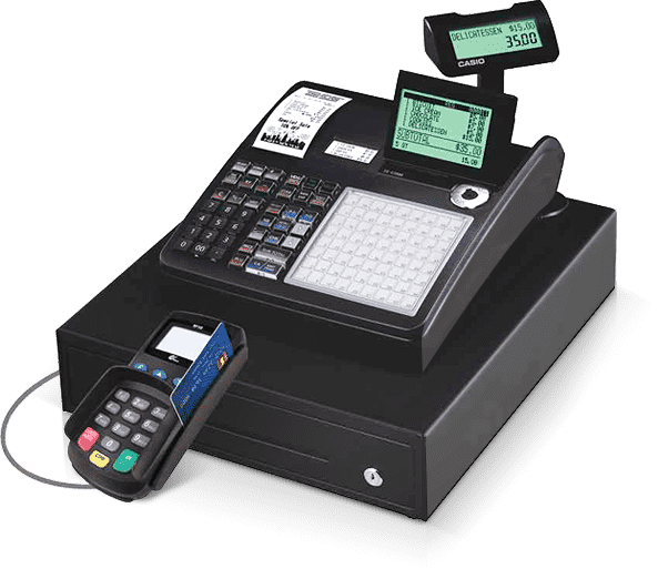 cash register and credit card machine